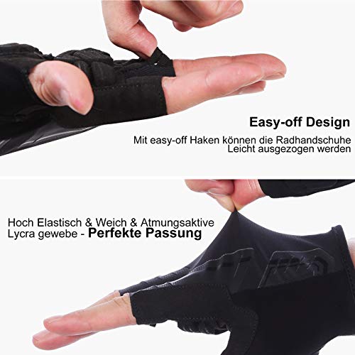 Yobenki Fahrradhandschuhe Radsporthandschuhe Halbfinger rutschfeste und stoßdämpfende Mountainbike MTB Handschuhe Gym Fitness Handschuhe für Herren Damen
