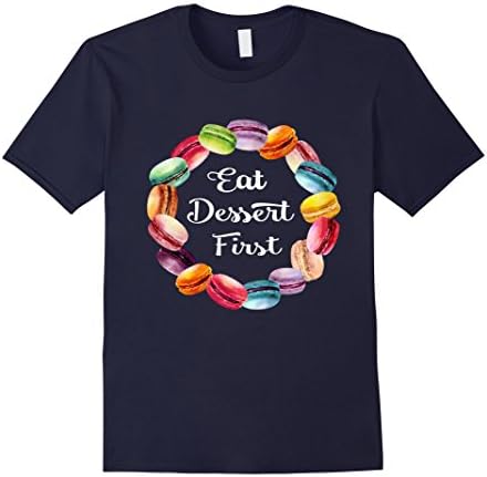 Men's Eat Dessert First Macaroon T Shirt Fun Colorful Baking 3XL Navy