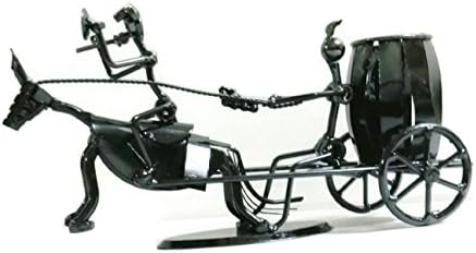 MetalCraft 11.5 Inch Large Donkey Figurine Rider Chariot Racing Metal Sculpture Creative Pen Pencil Holder - Donkey Carriage Wagon Home &amp; Office Decor