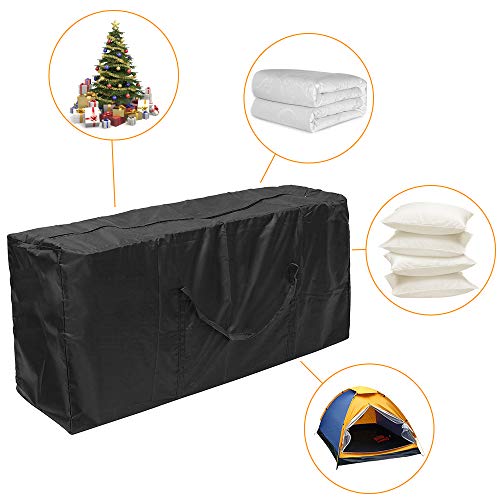 Cushion Bag, Garden Cushion, Storage Bag, Garden Cushions, Protective Cover, Oxford Storage with Carry Handle for Garden Furniture, Cushions, Christmas Trees, Black (173 x 76 x 51 cm)