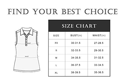 BUBBLELIME Women's UPF 50+ Golf Tennis Sleeveless Polo Shirts Polo Neck Quick Dry_Blue L_BWST019 - Thumbnail 6