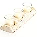 Koyal Wholesale Birch Wedding 10-Inch Birch Log Candle Holder with 3 Glass Candle Holders, Real Wood Log Decor, Holiday Wood Log Candle Holder Centerpiece, Christmas Birch Tree Candle Holder