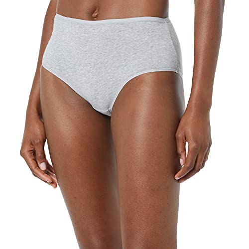 AMAZON ESSENTIALS WOMEN’S COTTON AND LACE MIDI BRIEF UNDERWEAR, PACK OF 4, BLACK/GREY HEATHER/OFF-WHITE/WHITE, XX-SMALL