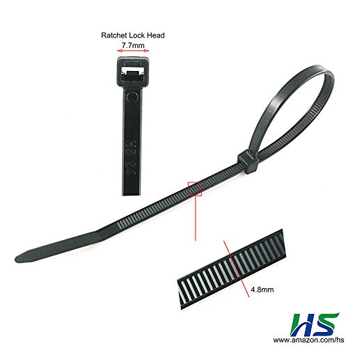 HS UV Protected (1000 Pack) Zip Ties 12 Inch Self Locking Plastic Ties