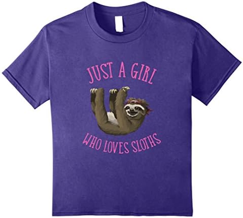 Kids Cool Design: Just A Girl Who Loves Sloths T-shirt Gift 10 Purple