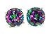 4 Carat Natural Mystic Topaz Stud Earrings .925 Sterling Silver Rhodium Finish