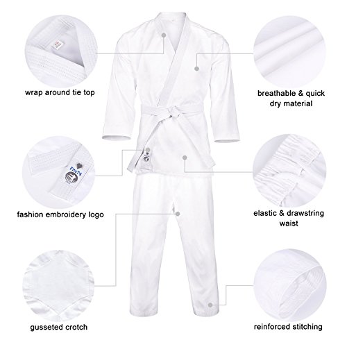 image for FitsT4 Sports FitsT4 Karate Uniform with Belt 7.5oz Elastic Drawstring