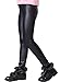 Swtddy Kids Winter Warm Leggings Stretch Girls Faux Leather Fleece Pants Thick Trousers (Tab Size 130(Height 120-130cm), Black)