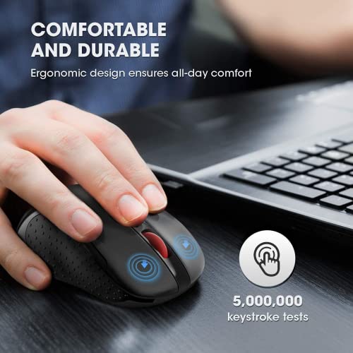 Wireless Mouse, [Finger Fatigue Free] Ergonomic Computer Wireless Mouse