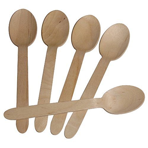 Wowlife 6 Inch Length Wooden Disposable Spoon Birch Wood Cutlery