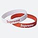KIKO LTD Latest Urban Style Wristbands (2 PACK) RED+WHITE. Popular Silicone Rubber Bracelet for Sports Fitness, Unisex Teen Adult Fashion Supreme