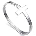 KONOV Mens Womens Stainless Steel Bracelet, Cross Cuff Bangle, Silver