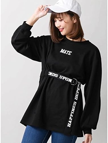 Amazon ウィゴー レディース Wego Wego ロゴベルトスウェットワンピース ブラック F Tシャツ カットソー 通販