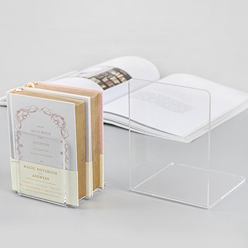 QICI 2 Pack Clear Plastic Bookends Acrylic bookends (Clear Design) - Thumbnail 5