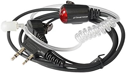Zatone Universal 2 PIN Covert Acoustic Tube Earpiece with Red Light for Walkie Talkie