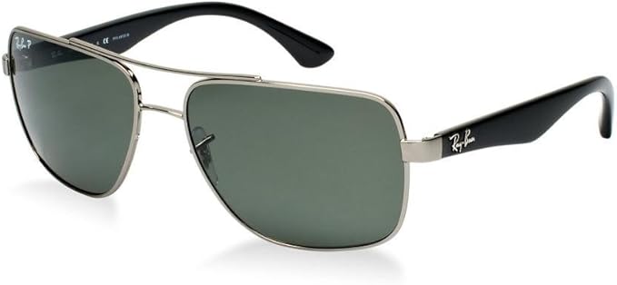 Amazon.com: Ray Ban RB3483 004/58 60 Gunmetal/Crystal Green Polarized 