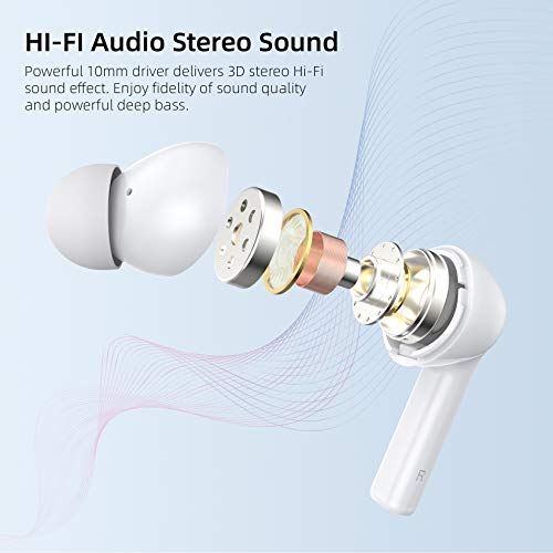 Wireless Earbuds, GAMURRY Bluetooth 5.0 Wireless Headphones with Fidelity Sound,Smart Touch Control, IP67 Waterproof, 25Hrs Playtime with Type-C Stereo in-Ear Earphones Built-in Mic for Sport