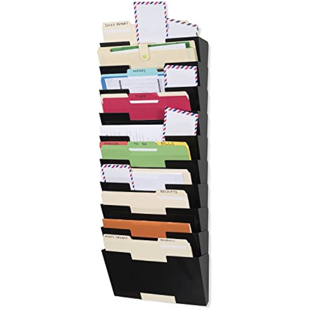 Lisbon Wall Mounted Steel File Holder Organizer Rack 10 Sectional Modular Black eBay