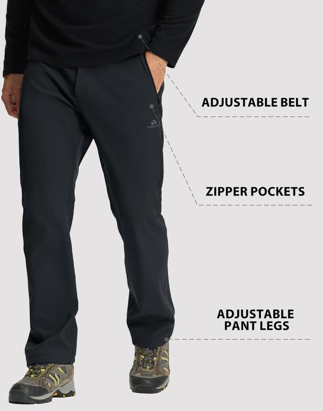 Pioneer Camp Wanderhose Herren Outdoor Trekkinghose 4-Wege Stretch Wasserabweisend Atmungsaktiv Schnell Trocknend Hose mit Reißverschluss für Klettern Bergsteigen(Black;L) 5