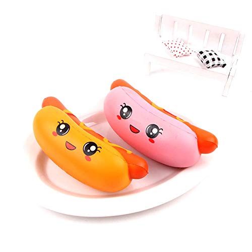 Leoie PU Simulate Hot Dog Sausage Slow Rising Squishy Squeeze Toy Stress Reliever Kid's Toy Gift Decoration Pink - Thumbnail 7