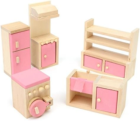 Mama Store Kids House Play Wooden Children Doll Houses Toys(Kitchen) Price give 2 Dolls for Free