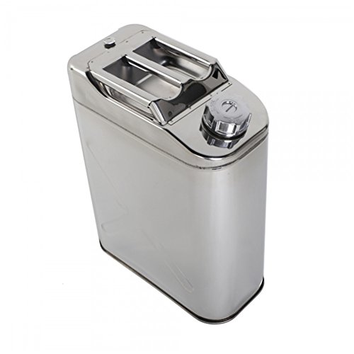 Lovinland 5 Gallon Gas Oil Can and Steel Holder 4 Pcs Stainless Steel Jerry Can Portable Water Bucket Emergency Backup Petrol Diesel Storage Can Tanks with Spout 20 L - Thumbnail 2