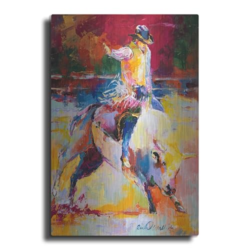 Luxe Metal Art 'Rodeo' by Richard Wallich, Metal Wall Art, 12"x16"