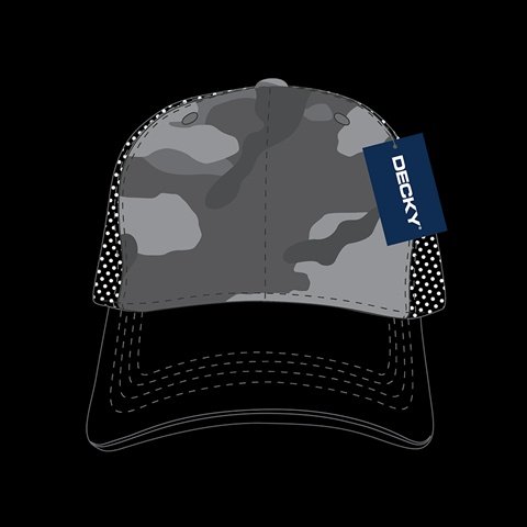 DECKY 1054-BUB Cotton Curve Bill Trucker, blk/Urb/blk, Black/Urban/Black