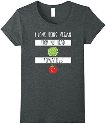 Women's I Love Being Vegan From My Head Tomatoes Vegan Apparel XL Dark Heather