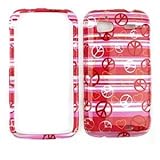 HTC SENSATION Transparent Design Peace Signs and Hearts on Pink HARD PROTECTOR COVER CASE / SNAP ON PERFECT FIT CASE