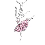 Pink Dancing Ballerina Dancer Dance Pendant Necklace Charm Women Ballet Jewelry