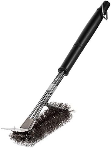 Coralov Grill Brush and Scraper, BBQ Brush for Grill 3-IN-1 18’’ Stainless Steel Bristles Triple Scrubber Barbecue Grill Cleaning Brush for Weber Gas/Charcoal Grilling Grates