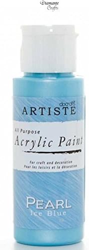 Docraft Artiste Acrylic Paint - Metallic Pearl Varnish Crackle Mediums Glitter (Pearl Ice Blue)