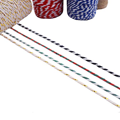 CUGBO 10 Rolls 1000 Yard Bakers Twine, 2mm Cotton Colorful Packing Hanging String for Kitchen Cooking, Tying Cake and Pastry Boxes, DIY Arts Crafts and Christmas Gifts Wrapping