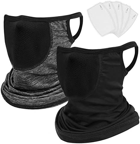 Colorful children's neck gaiter with face design.