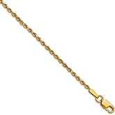 JewelryWeb 14k Yellow Gold Solid 1.75mm D-Cut Rope Lobster Clasp Chain Necklace Lobster Claw Chain Necklace for Women and Men