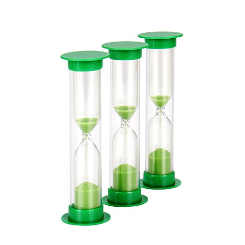 Sand Timer Set Green 10pcs Pack (1 Minute) - Set of One Minute Hour Glasses for Kids, Adults by Jade Active