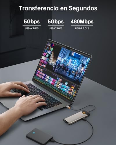 Estación de Acoplamiento USB C, 15 en 1 Hub USB C con Adaptador HDMI Dual 4K@60Hz, Puertos USB C/A, 100W PD, RJ45, SD/TF y Audio, Multiport Hub para MacBook/iPad/iPhone/DELL/HP/Lenovo