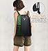 Drawstring Backpack Sports Gym Bag for Women Men Children Large Size with Zipper and Water Bottle Mesh Pockets (Black/Green)