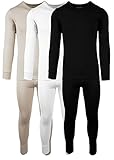 AMERICAN ACTIVE Men’s 3 Pack 100% Cotton Fleece Lined Base Layer Thermal Underwear 2 Piece Set