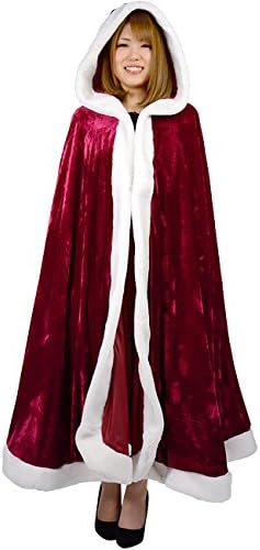 Amazon ミスコン 王族風 ロング フード マント クリスマス サンタ Xmas 大人用 フリーサイズ コスプレ 仮装 通販