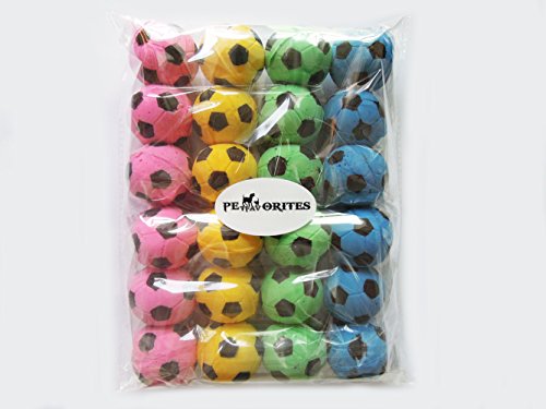 PETFAVORITES Foam/Sponge Soccer Ball Cat Toy Best Interactive Cat Toys Ever Most Popular Independent Pet Kitten Cat Exrecise Toy balls for Real Cats Kittens, Soft/Bouncy/Noise Free, 24 Pack.