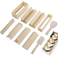 Sushi Making Kit Deluxe Edition with Complete Sushi Set 10 Pieces Plastic Sushi Maker Tool Complete with 8 Sushi Rice…