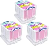 Really Useful Box 3x35 Litre Clear Storage Box Set with Lids view 2