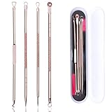 Start 4Pcs Facial Pimple Acne Spot Pimple Remover Blackhead Whitehead Extractor Needles Tool Case