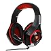 Samnyte Gaming Headphones with Microphone, Volume Control, LED Light and Audio Spliter Cable (Black-Red)