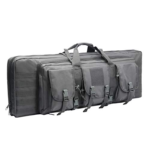 XWLSPORT AK47/AR16 Tactical Rifle Case Double Carbine Bag Outdoor Molle Deluxe Double Rifle Gun Bag Padded Long Gun Case & Rifle Storage Backpack(2 Sizes and 6 Colors to chooese from) (Grey, 42inch)
