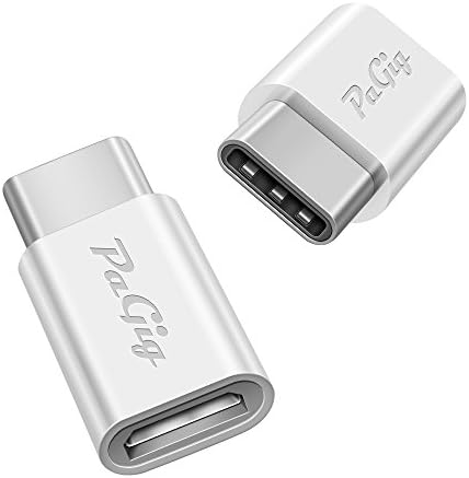 USB C Adapter, (2-PacK) PaGig USB Type C Male to Micro USB Female Connector for Fast Charging/OTG, Compatible with Samsung Galaxy S8, S8 Plus, New Macbook 12" , LG G5, and Other Type-C Devices (White)
