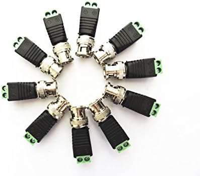 Hosyl Coaxial Camera Vedio BNC Male Balun Connector for Coax CAT5 CAT6 to CCTV Pack of 10