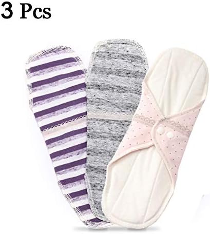 3Pcs Reusable Sanitary Towel Washable Cloth Incontinence Pads for Women Super-Absorbent Comfortable with Wings 24cm